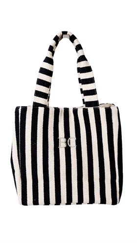 Black Colour Taske - BCCottage Striped Bag, Black